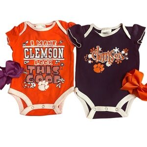Russell Athletic Orange and Purple Bodysuits Clemson Theme